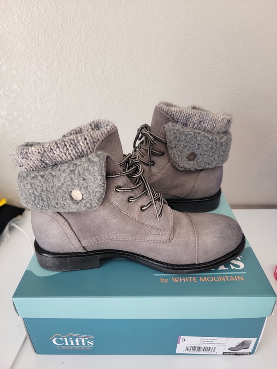 White Mountain Shoes - Cliffs by White Mountain Women Ankle Boots Gray Size 9M Lace Up Fleece Comfort
